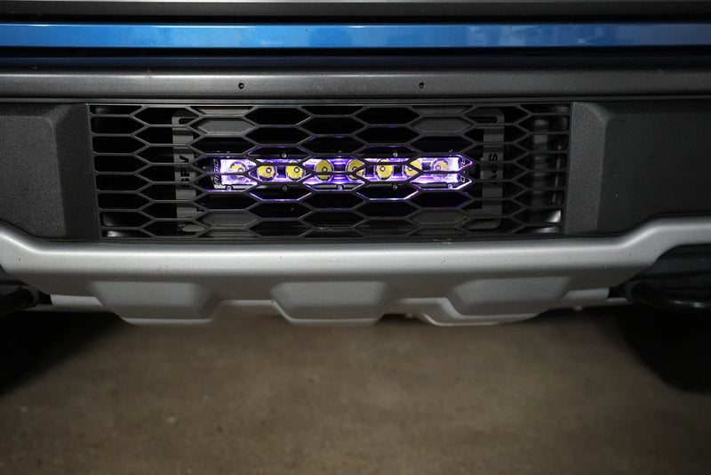 SPV Parts 2021-2023 Ford F-150 Raptor 10'' LOWER Grille w/Rigid Industries Light Bar Kit (Behind Grille)
