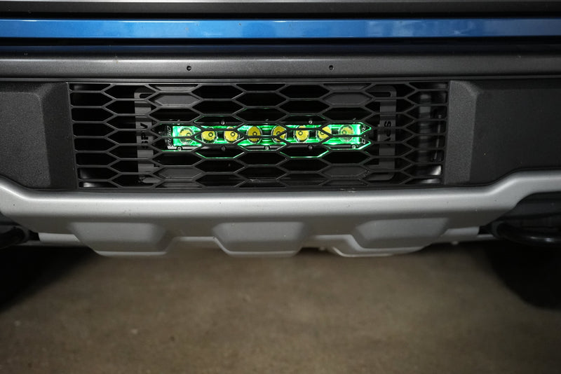 SPV Parts 2021-2023 Ford F-150 Raptor 10'' LOWER Grille w/Rigid Industries Light Bar Kit (Behind Grille)