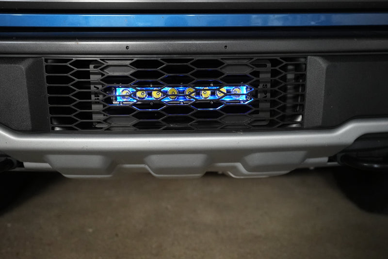SPV Parts 2021-2023 Ford F-150 Raptor 10'' LOWER Grille w/Rigid Industries Light Bar Kit (Behind Grille)