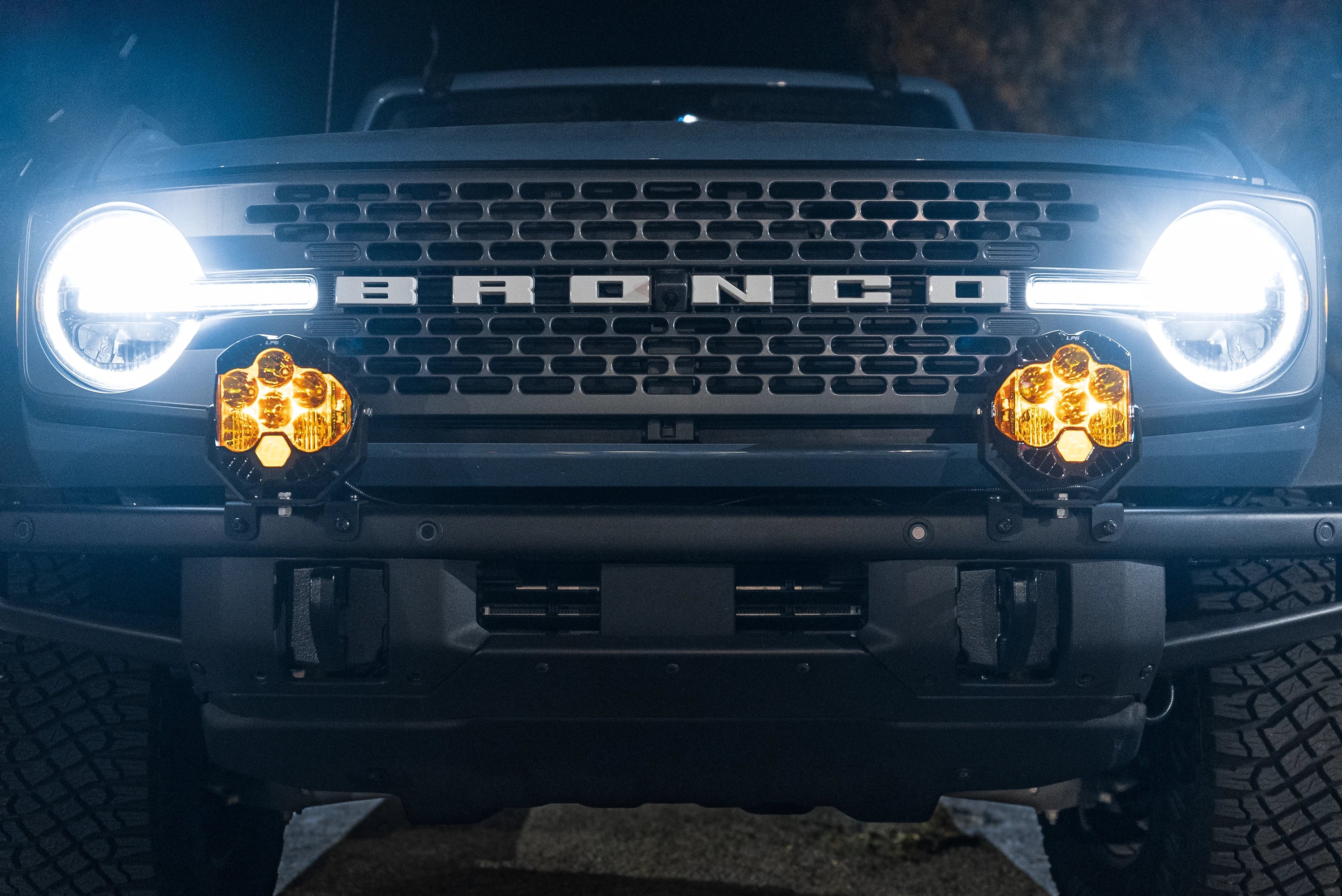 SPV Parts 2021+ Ford Bronco Modular Bumper Light / Light Bar Mounts for 30" Light Bars or 2 Lights