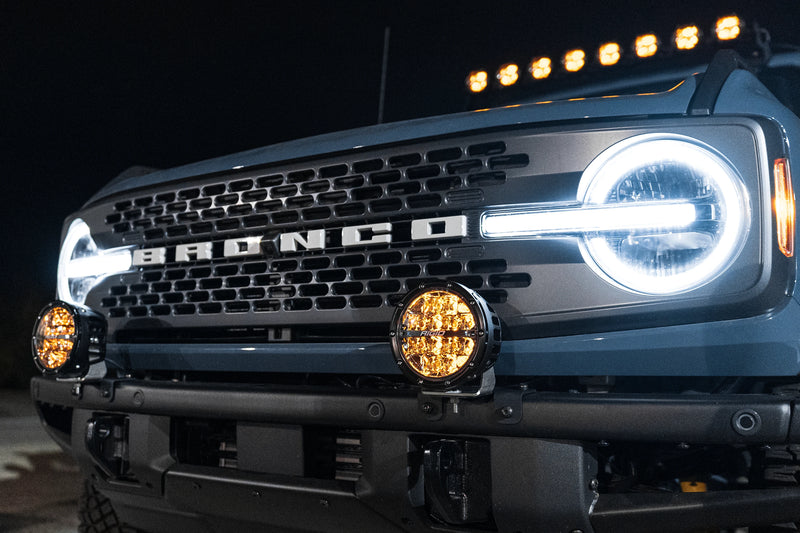 SPV Parts 2021+ Ford Bronco Roofline HIGH Mount Kit w/ 40" Rigid Radiance+ SR Light Bar, (8) Radiance Pods or (8) 4" 360 Lights & Hidden Harness