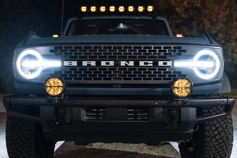 SPV Parts 2021+ Ford Bronco Roofline HIGH Mount Kit w/ 40" Rigid Radiance+ SR Light Bar, (8) Radiance Pods or (8) 4" 360 Lights & Hidden Harness