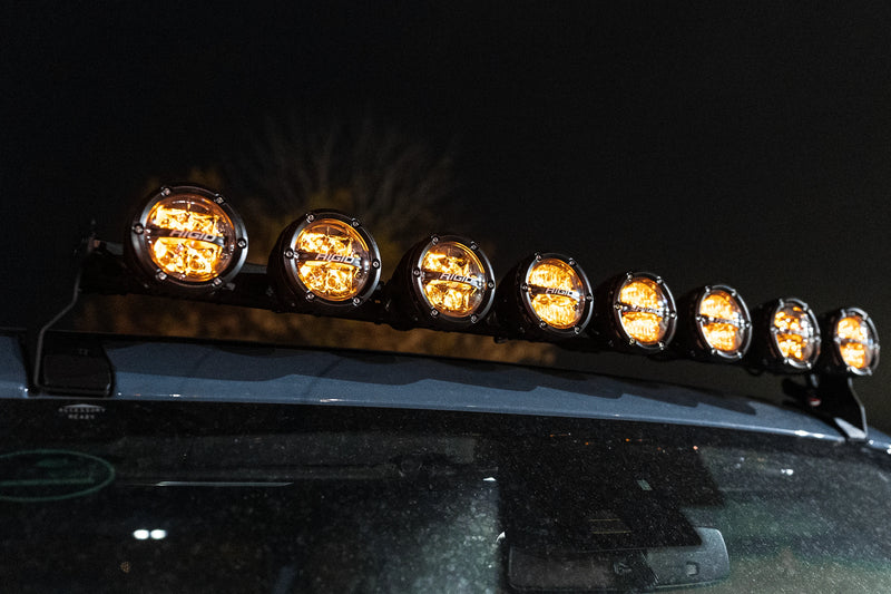 SPV Parts 2021+ Ford Bronco Roofline HIGH Mount Kit w/ 40" Rigid Radiance+ SR Light Bar, (8) Radiance Pods or (8) 4" 360 Lights & Hidden Harness