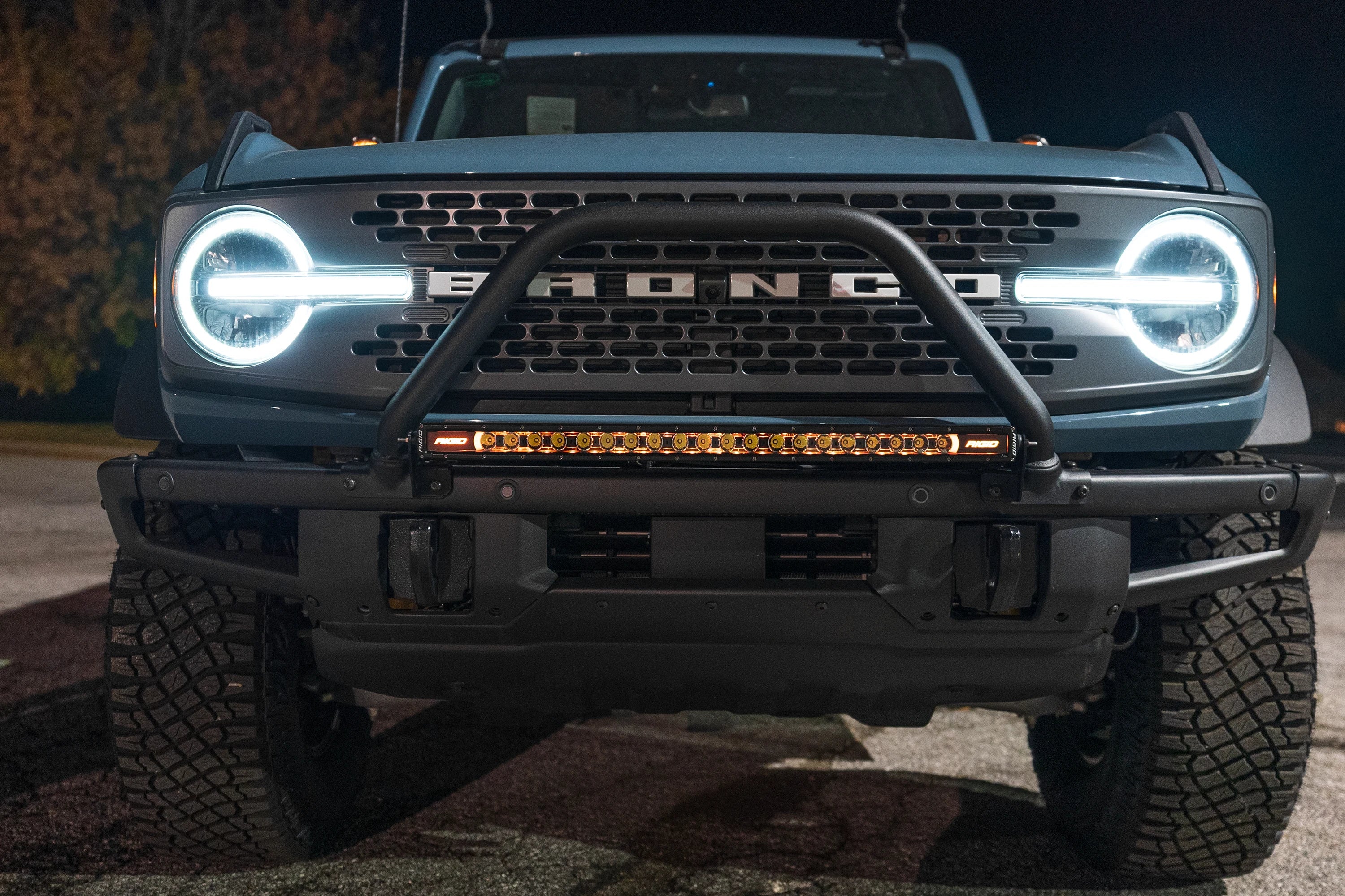 SPV Parts 2021+ Ford Bronco Modular Bumper Light / Light Bar Mounts for 30" Light Bars (Works WITH Ford Brush Bar)