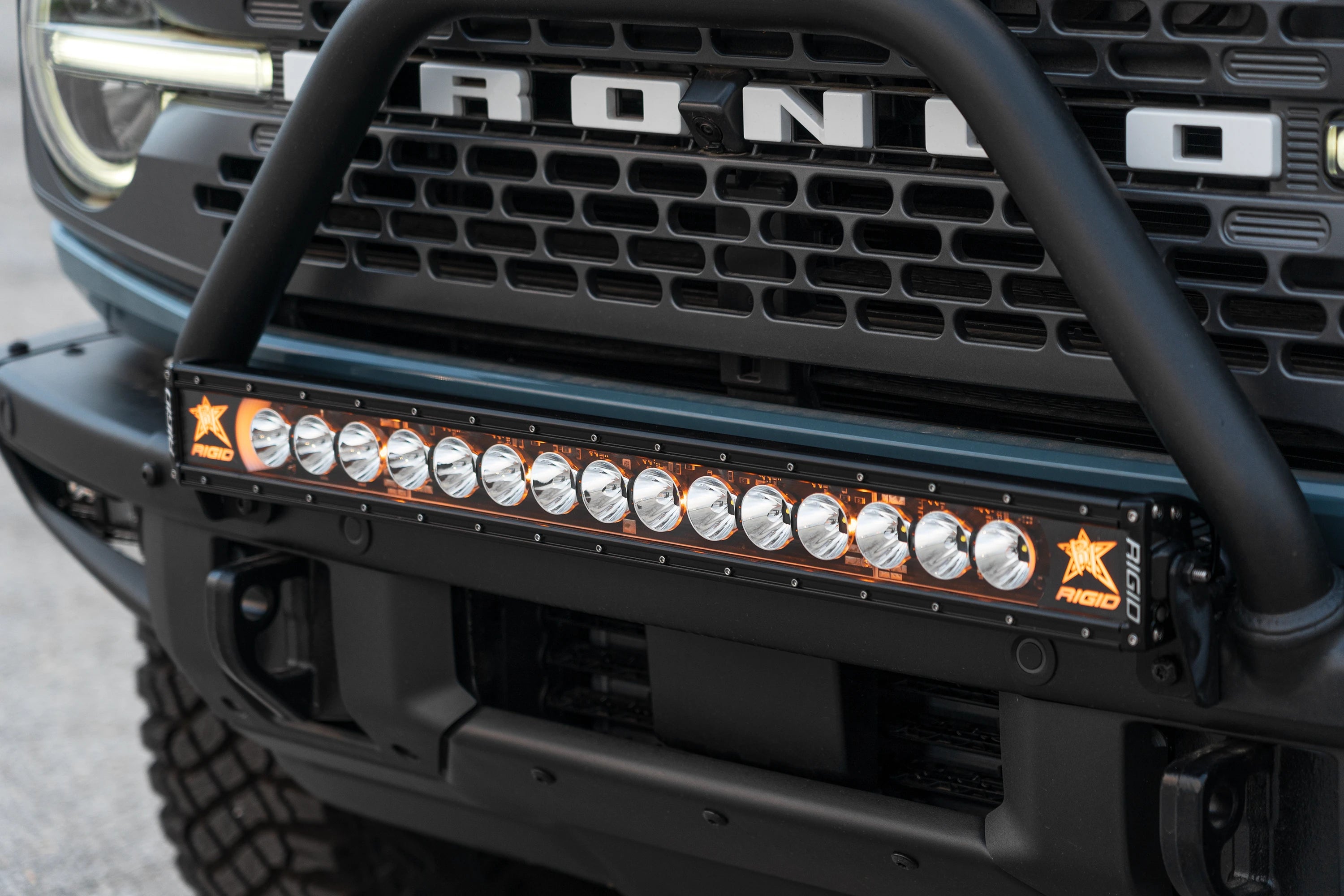 SPV Parts 2021+ Ford Bronco Modular Bumper Light / Light Bar Mounts for 30" Light Bars (Works WITH Ford Brush Bar)