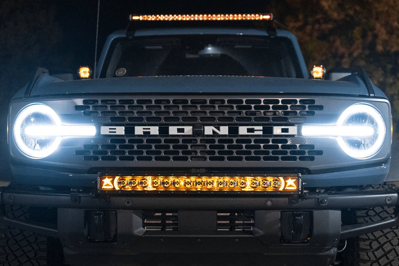 SPV Parts 2021+ Ford Bronco Roofline HIGH Mount Kit w/ 40" Rigid Radiance+ SR Light Bar, (8) Radiance Pods or (8) 4" 360 Lights & Hidden Harness