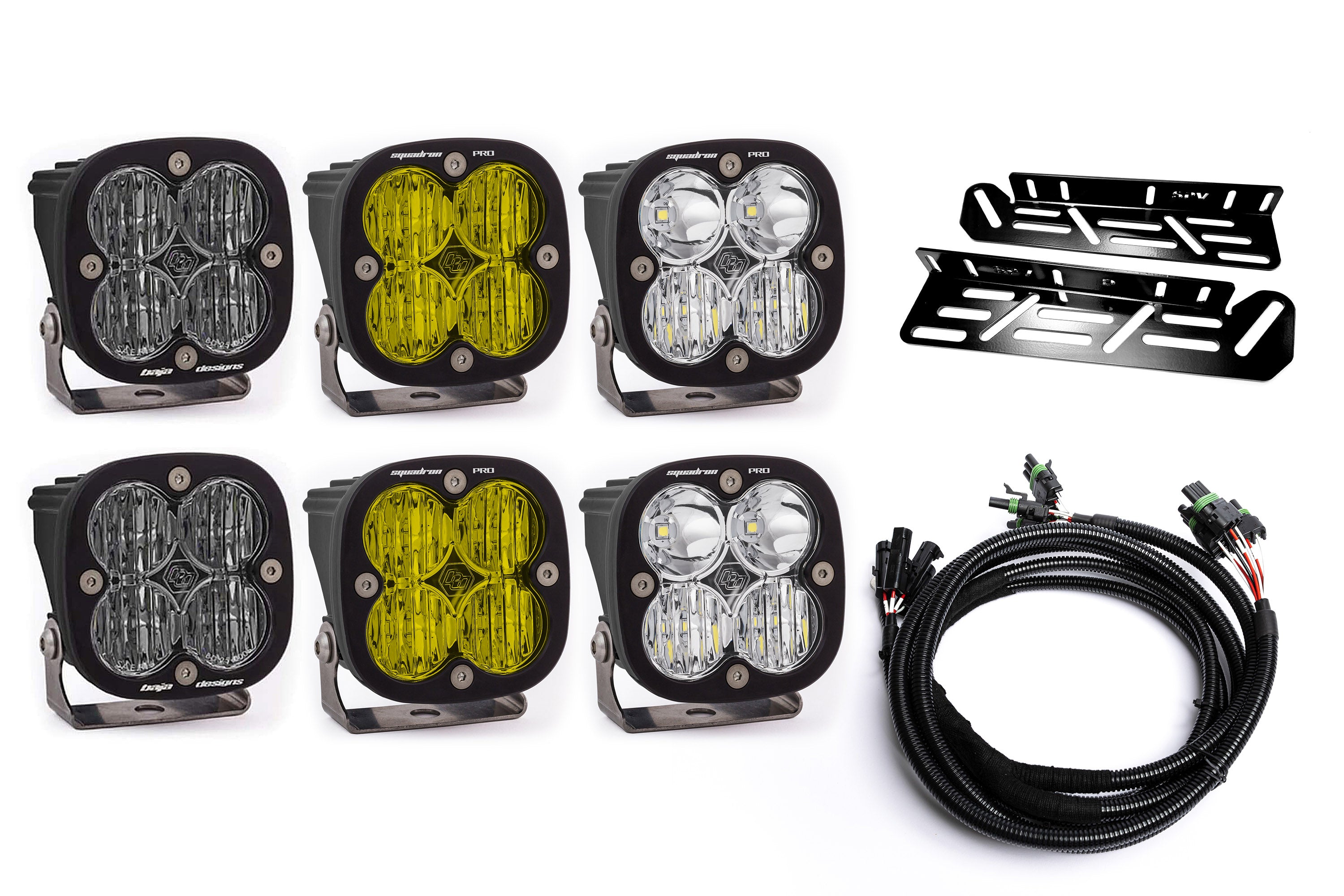 SPV Parts 2021-2024 Ford Raptor Baja Designs Sport & PRO Triple Fog Light Kit (With Brackets)