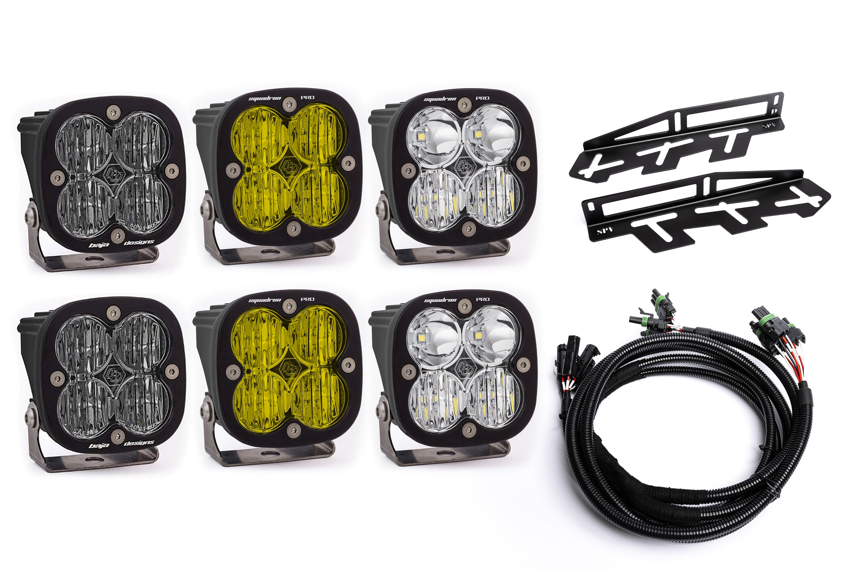 SPV Parts 2017-2020 Ford Raptor Baja Designs Sport & PRO Triple Fog Light Kit (With Brackets)