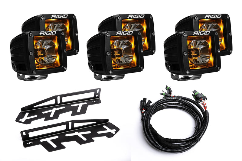 SPV Parts 2017-2020 Ford F-150 Raptor - Rigid Radiance/Scene Fog Amber LED Triple Fog Light Kit Including Brackets (20204 & 68204)