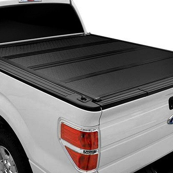 BAKFlip G2 Bed Cover 2015-2019 F-150 completely closed on a white F-150