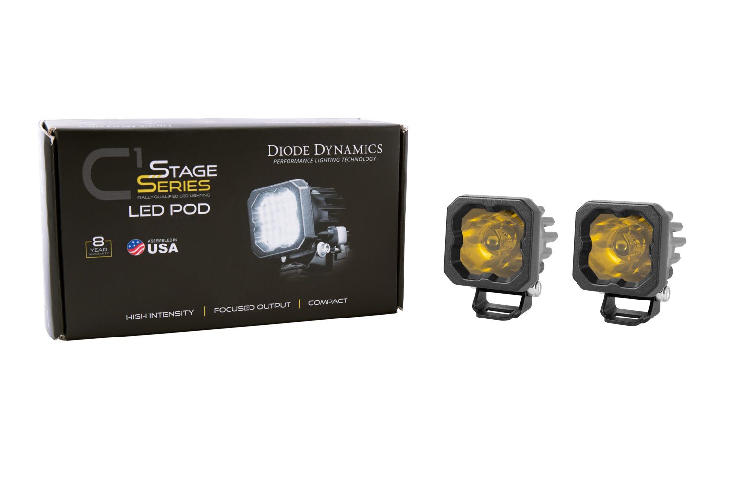 Diode Dynamics Stage Series C1 SSC1 Yellow Sport/Pro/SAE Standard LED Pod (Pair)
