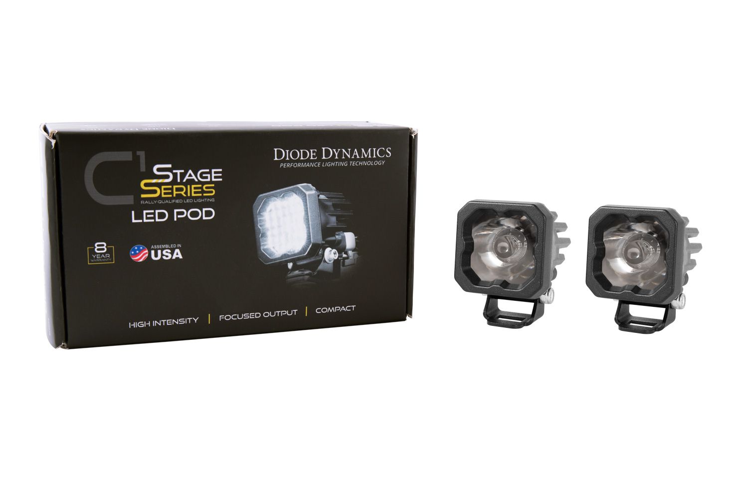 Diode Dynamics Stage Series C1 SSC1 White Pro Standard LED Pod Light (Pair)