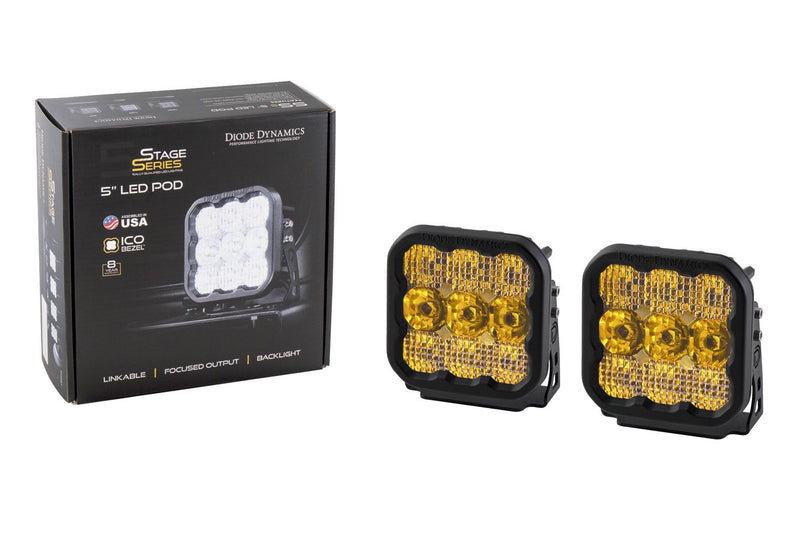 Diode Dynamics Stage Series 5" YELLOW SPORT LED Pod (pair) SS5