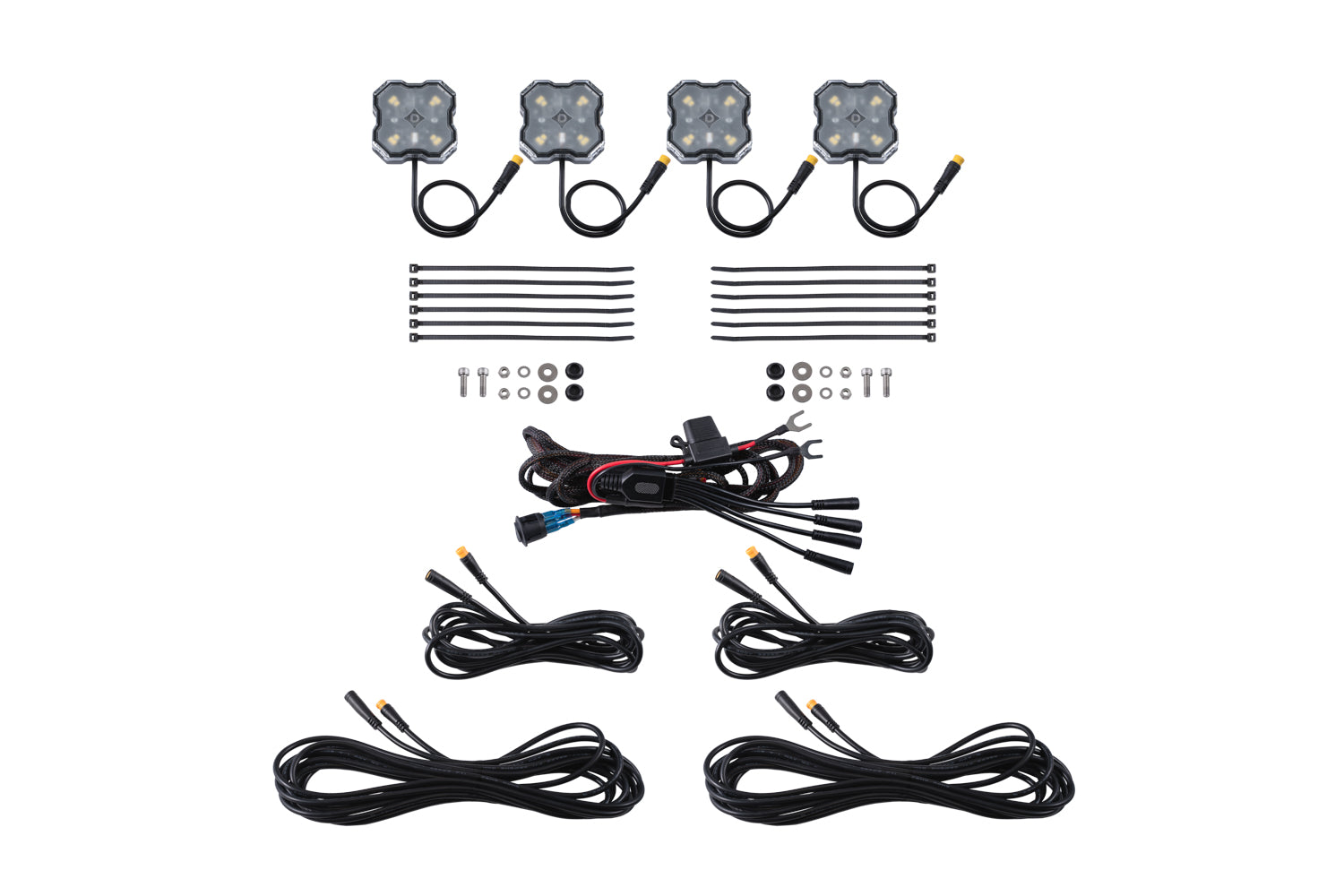 Diode Dynamics Stage Series Single-Color LED Rock Light, White Diffused M8 (4-pack) - DD7442