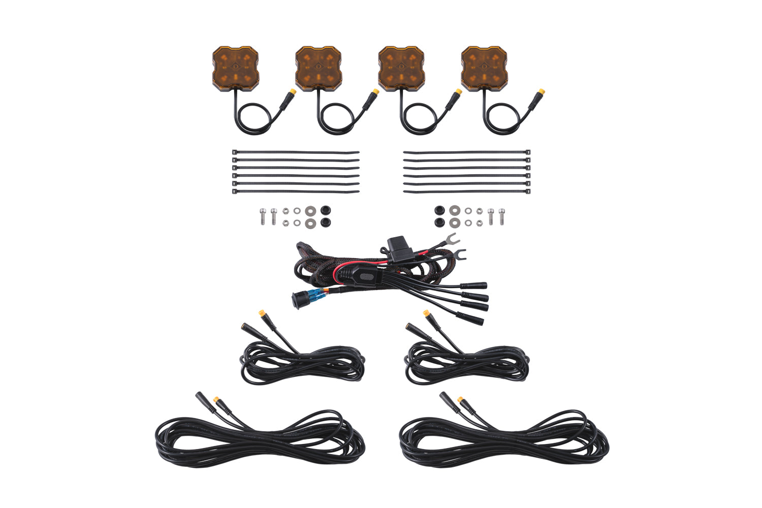 Diode Dynamics Stage Series Single-Color LED Rock Light, Amber M8 (4-pack) - DD7443