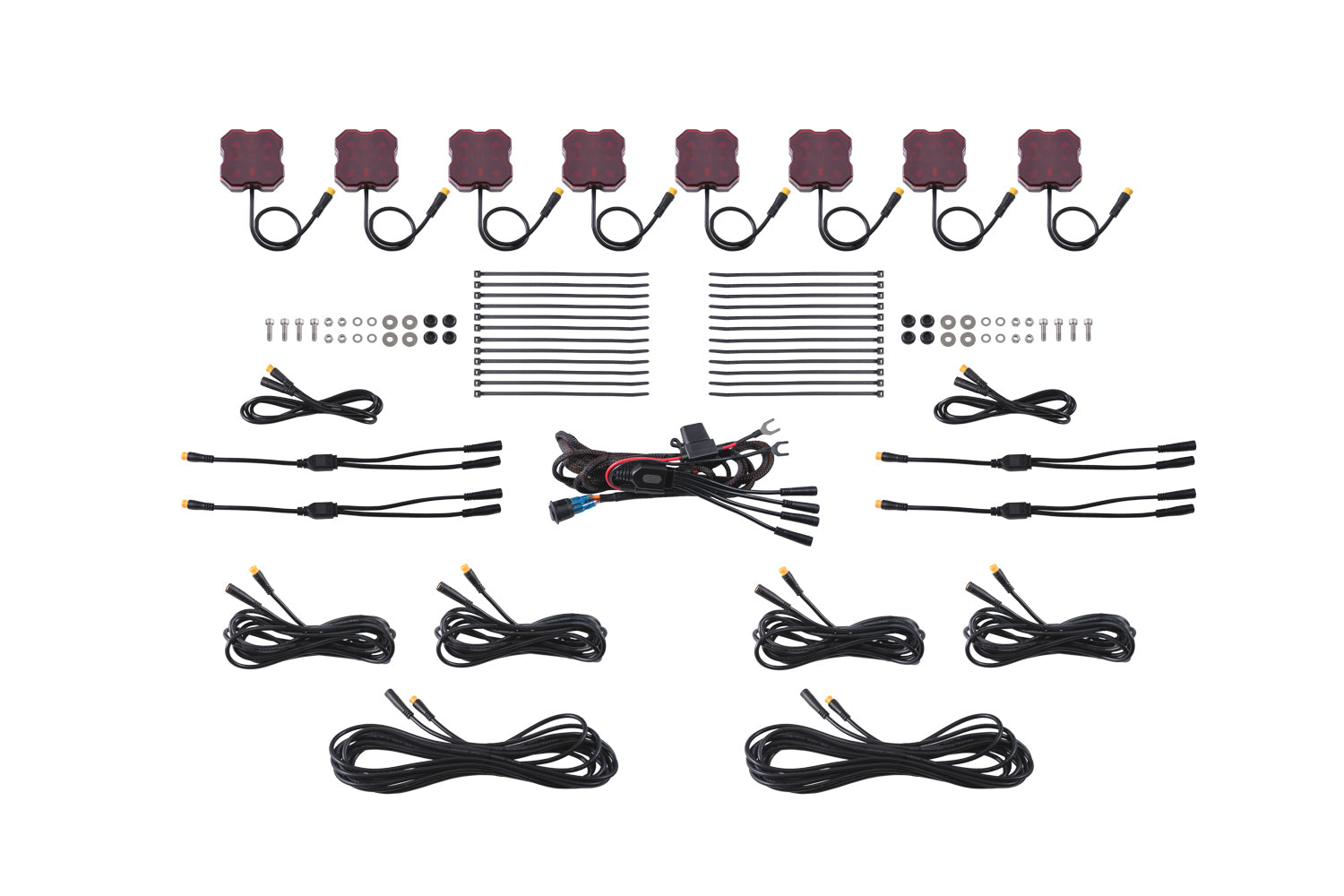 Diode Dynamics Stage Series Single-Color LED Rock Light, Red M8 (8-pack) - DD7451