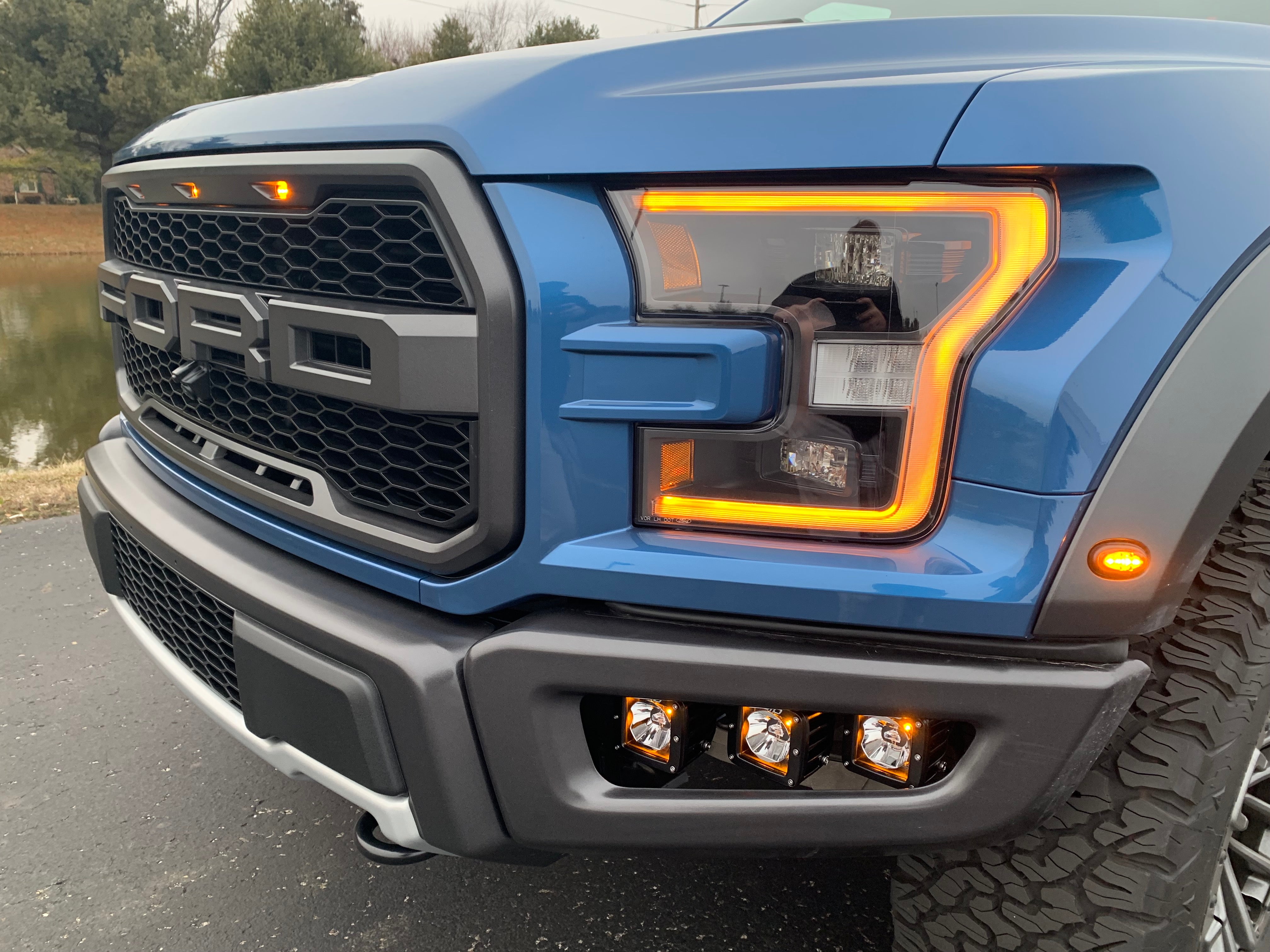 SPECIAL BUY - SPV Parts 2017-2020 Ford F-150 Raptor - Rigid Radiance/Scene Fog Amber LED Triple Fog Light Kit Including Brackets (20204 & 68204)
