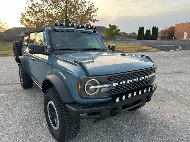 SPV Parts 2021+ Ford Bronco Roofline HIGH Mount Kit w/ 40" Rigid Radiance+ SR Light Bar, (8) Radiance Pods or (8) 4" 360 Lights & Hidden Harness