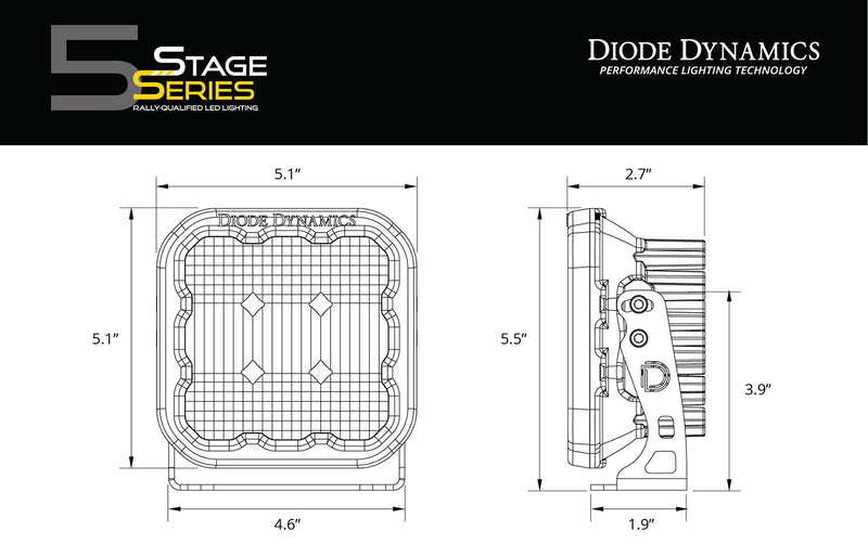 Diode Dynamics Stage Series 5" White PRO LED Pod (pair) SS5