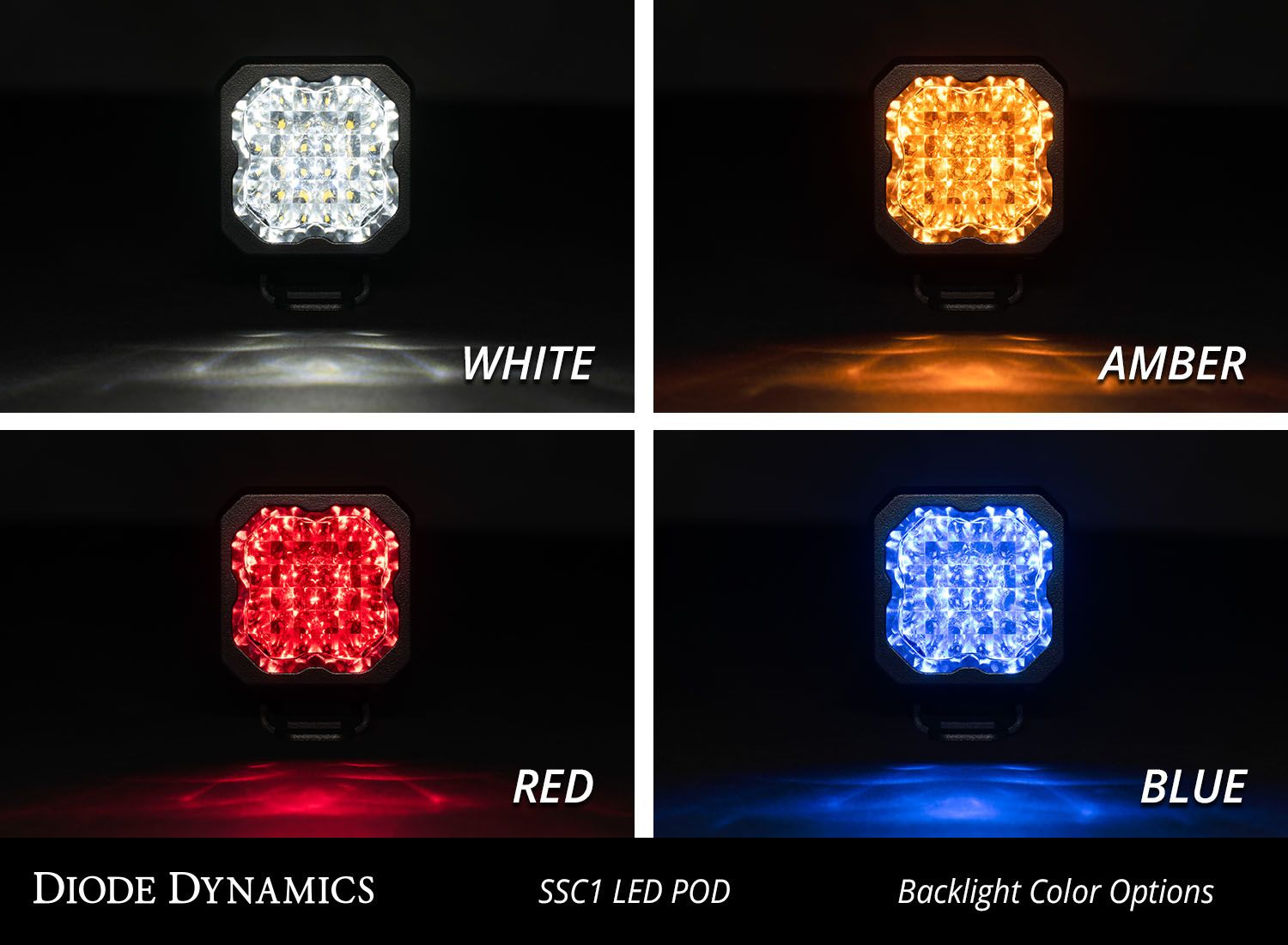Diode Dynamics Stage Series C1 SSC1 White Flush Mount LED Pod (Pair)