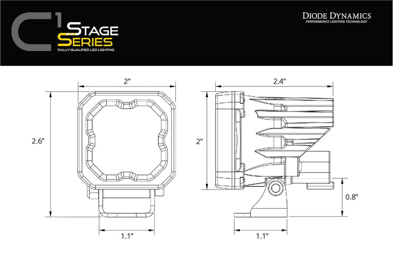Diode Dynamics Stage Series C1 SSC1 White SAE/DOT Fog Standard LED Pod (pair)