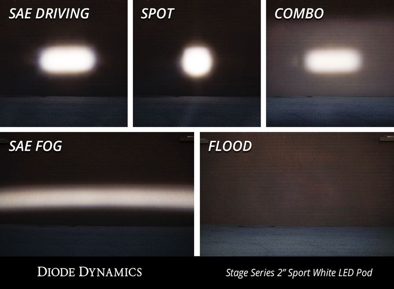 Diode Dynamics SSC2 Stage Series 2" SPORT White Standard LED Pod (pair) (BACKLIT)