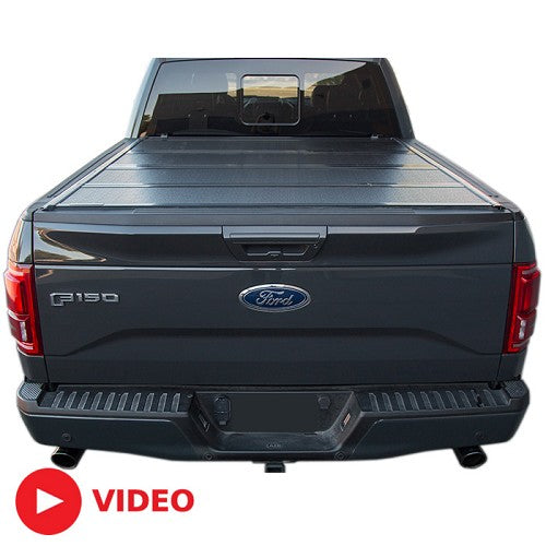 BAKFlip FiberMax Bed Cover 2015-2019 F-150 on a gray F-150 completely closed 